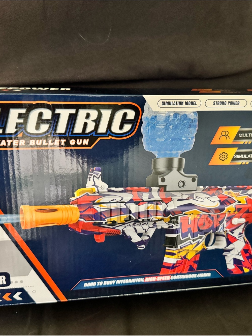 Electric Water Bullet Gun - Red, Blue, White Graffiti Design
